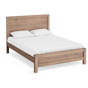 Bed Frame Double Size in Solid Wood Veneered Acacia Bedroom Timber Slat in Oak