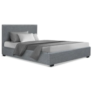 Bed Frame King Single Size Gas Lift Grey NINO