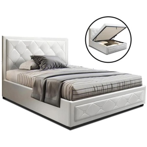 Bed Frame King Single Size Gas Lift White TIYO