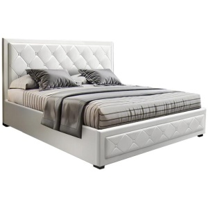 Bed Frame Queen Size Gas Lift White TIYO