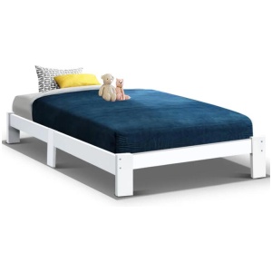 Bed Frame Single Size Wooden White JADE