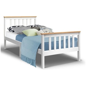 Bed Frame Single Size Wooden White PONY