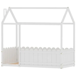 Bed Frame Wooden Kids House Single Frame White KORI