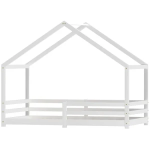 Bed Frame Wooden Kids Single House Frame White AMOS