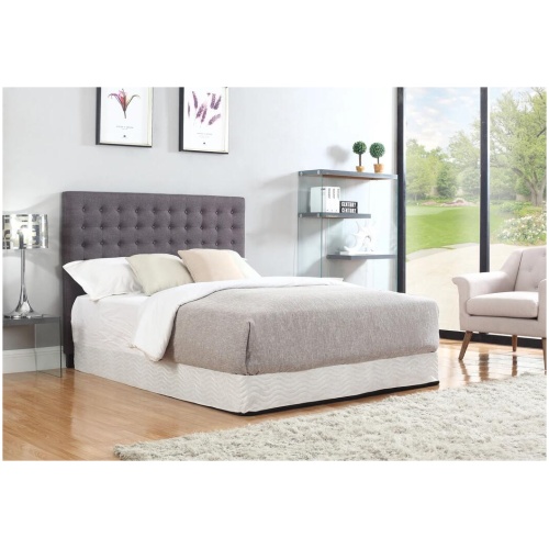 Bed Head King Charcoal Headboard Upholstery Fabric Tufted Buttons