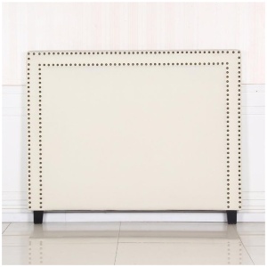 Bed Head Queen White Headboard Upholstery Fabric Studded Buttons