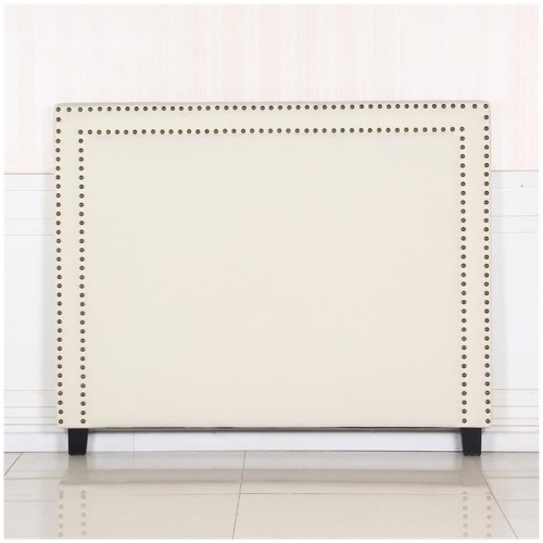 Bed Head Queen White Headboard Upholstery Fabric Studded Buttons