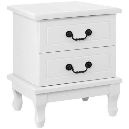 Bedside Table 2 Drawers - KUBI White