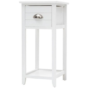 Bedside Table Drawer Vintage Side Table Storage Cabinet Bedroom VALERIE WHITE