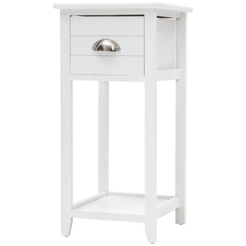 Bedside Table Drawer Vintage Side Table Storage Cabinet Bedroom VALERIE WHITE
