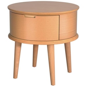 Bedside Table Drawers Curved Side End Table Storage Nightstand Oak ENZO