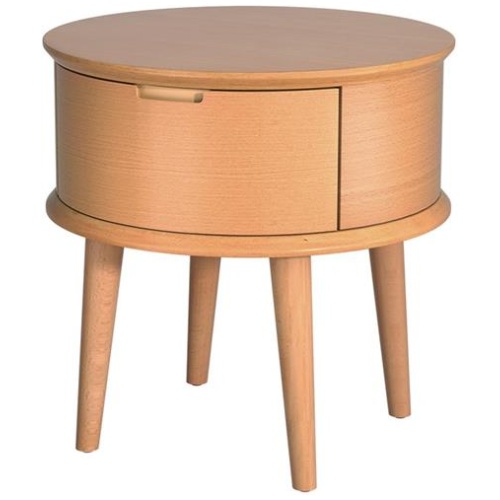 Bedside Table Drawers Curved Side End Table Storage Nightstand Oak ENZO