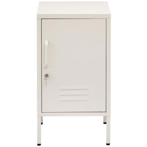 Bedside Table Metal Cabinet - White