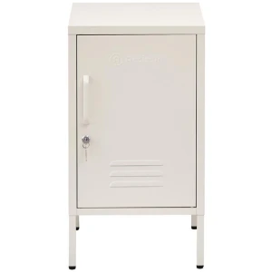 Bedside Table Metal Cabinet - White