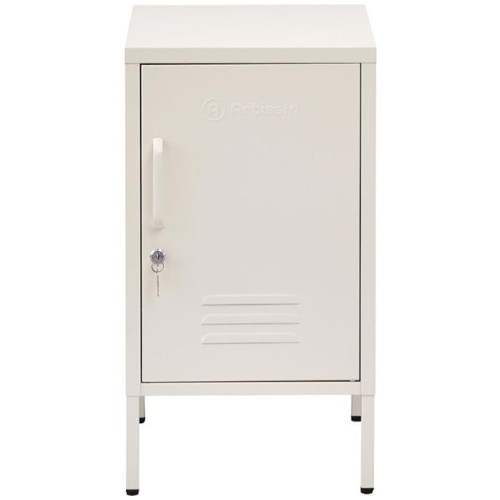 Bedside Table Metal Cabinet - White