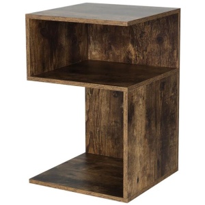 Bedside Table Shelves Side End Table Storage Nightstand Rust Oak UMENI