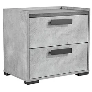 Bedside Table with 2 Storage Drawers MDF Combination of Black & Cement Colour Nightstand
