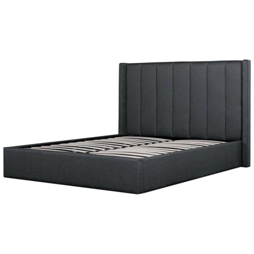 Betsy Fabric King Bed Frame - Charcoal Grey with Storage by Interior Secrets - AfterPay Available