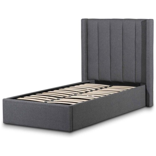 Betsy Fabric Single Bed Frame - Charcoal Grey with Storage by Interior Secrets - AfterPay Available