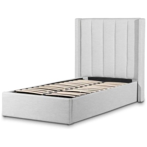 Betsy Fabric Single Bed Frame - Pearl Grey with Storage by Interior Secrets - AfterPay Available