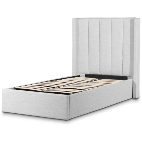 Betsy Fabric Single Bed Frame - Pearl Grey with Storage by Interior Secrets - AfterPay Available