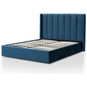 Betsy Queen Bed Frame - Teal Navy Velvet with Storage by Interior Secrets - AfterPay Available