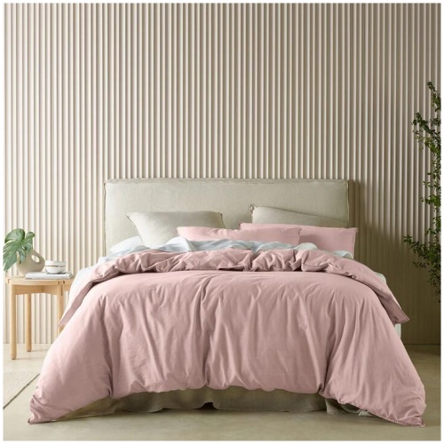 Bianca Acacia Blush Vintage Washed Cotton Quilt Cover Set Super King