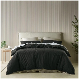 Bianca Acacia Charcoal Vintage Washed Cotton Quilt Cover Set Queen