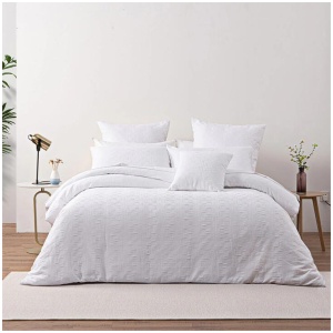 Bianca Cosmo White Soft Chenille Geometric Quilt Cover Set Queen