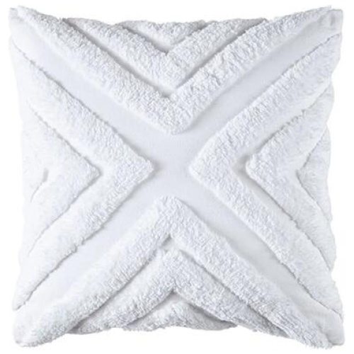 Bianca Haven White Cotton Chenille Square Cushion