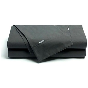 Bianca Heston Cotton Percale Sheet Set Charcoal King Single