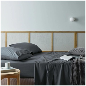 Bianca Natural Sleep Recycled Cotton and Bamboo Sheet Set Charcoal Split King