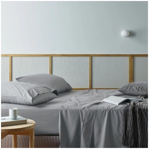 Bianca Natural Sleep Recycled Cotton and Bamboo Sheet Set Silver Queen