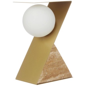 Bias Travertine Table Lamp - Brown & Gold by Interior Secrets - AfterPay Available