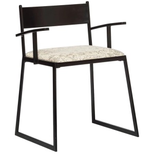 Black Metal Dining Chairs with Upholstered Seat - Set of 2