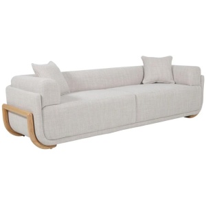 Block 3 Seater Sofa - Beige Linen by Interior Secrets - AfterPay Available