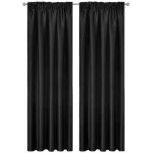 Blockout Curtains 2pcs 137x160cm PINCH PLEAT Blackout High Level Fabric Black