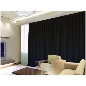 Blockout Curtains 560x230cm PINCH PLEAT Blackout High Level Fabric Black w/Hook