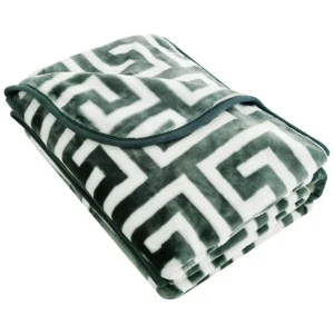 Bloomington 800GSM Greek Key Green Winter Premium Quality 1 Ply Mink Blanket Double