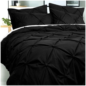 Bloomington Puffy Quilt Cover Set Black SUPER KING