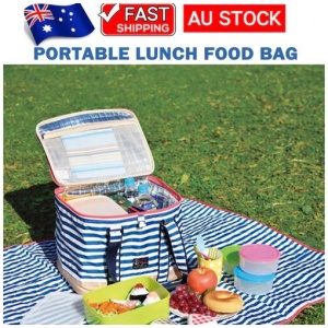 Blue Insulated Picnic Bag Thermal Cooler Portable Lunch Food Tote Carry Storage Bag