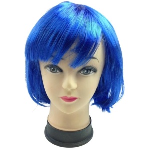 Bob Wig Costume Short Straight Fringe Cosplay Party Full Hair Womens Fancy Dress - Blue