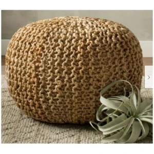 Braided Ottoman Jute Pouffe Footstool Hand Knitted