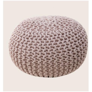 Braided Ottoman Pouffe Footstool Hand Knitted (Blush Pink)