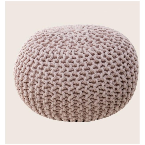 Braided Ottoman Pouffe Footstool Hand Knitted (Blush Pink)