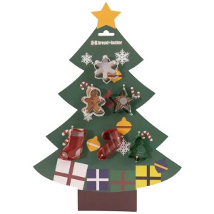 Bread and Butter Cookie Cutter Set - Tree, Sock, Gman, flake, Star, Candy - 6 Pk
