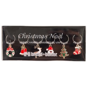 Bread and Butter Various Christmas Mix Wine Glass Charms - 6 Pack