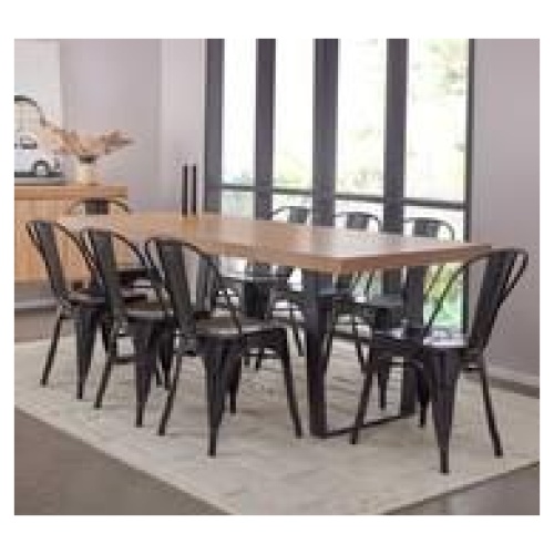 Bridge 8 Seater Dining Set With Replica Tolix Chairs Black