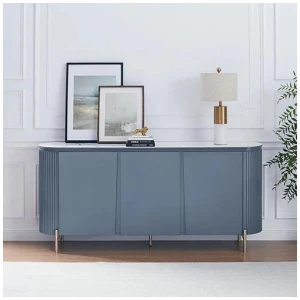 Buffet MDF Glossy Surface Ceramic Top Dark Blue Storage Cabinet