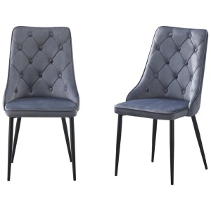 Button Tufted Grey Dining Chairs -Set of 4